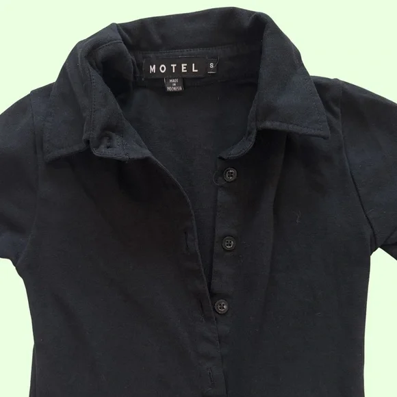 NWOT Motel Rocks Black Button-Up Long Sleeve Collard Dress - Picture 2 of 4